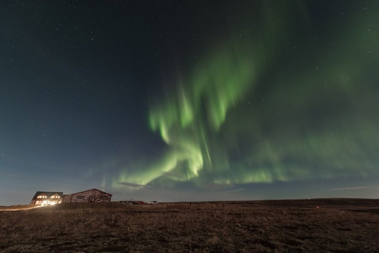 Northern lights over Hotel Rangá observatory, Friday October 26, 2018. Credit: Sævar Helgi Bragason