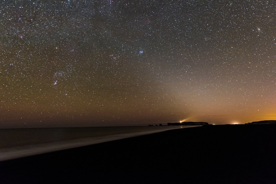 Zodiacal light over Reynisfjara beach