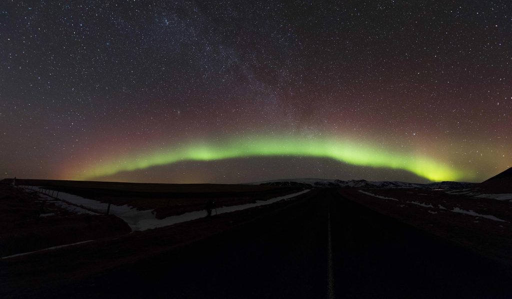 Northern lights over Mýrdalsjökull ice cap in March 2018. Credit: Sævar Helgi Bragason